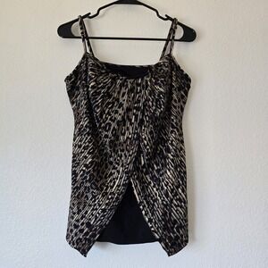 Miraclesuit Purrfection Jubilee Brown Tankini Swimsuit Top Sz 10 Pit to Pit 16in